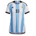 Argentina Lionel Messi #10 Prima Maglia Femmina Mondiali 2022 Manica Corta